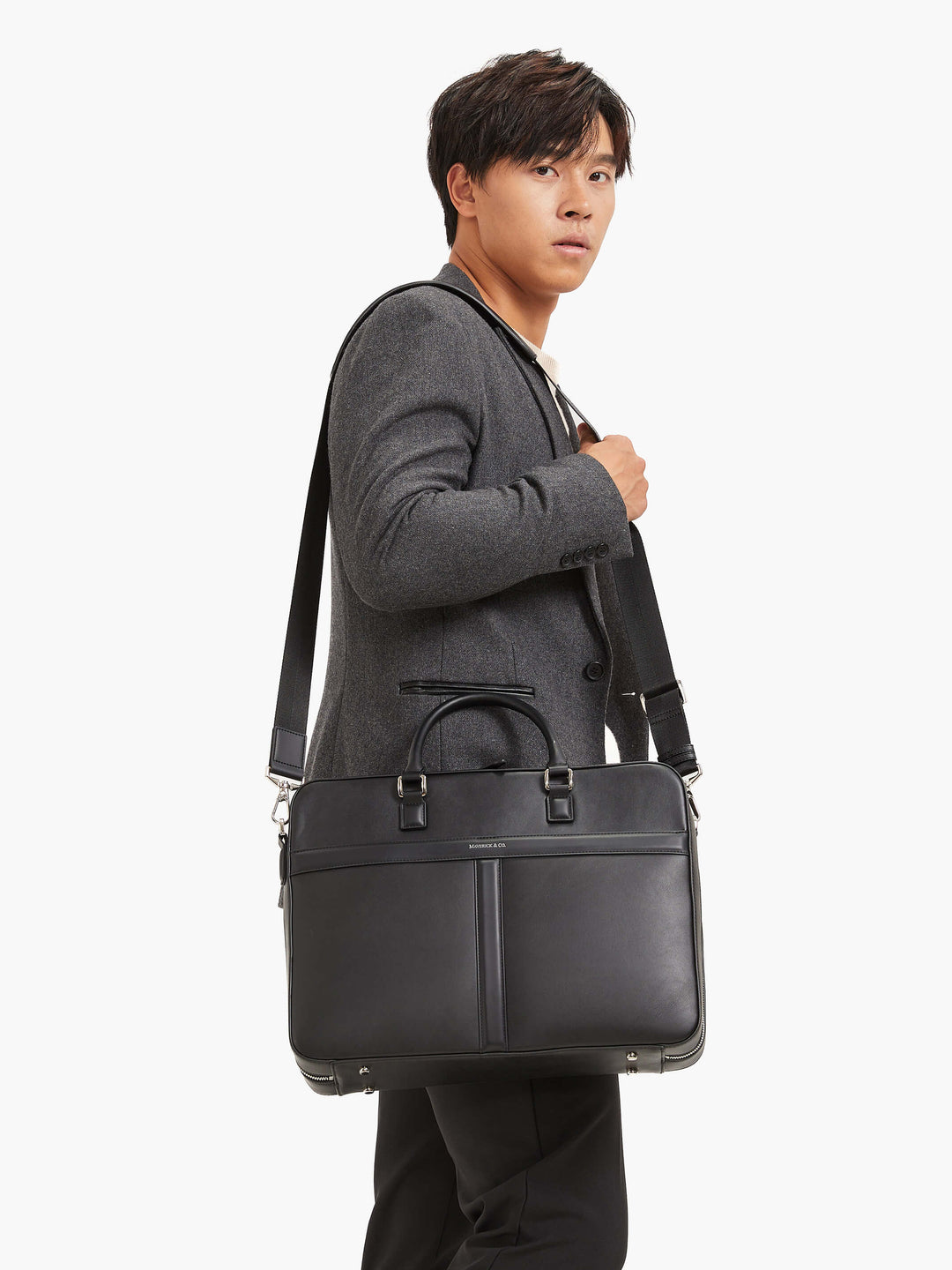Maverick & Co. - Delta Leather Briefcase #color_black