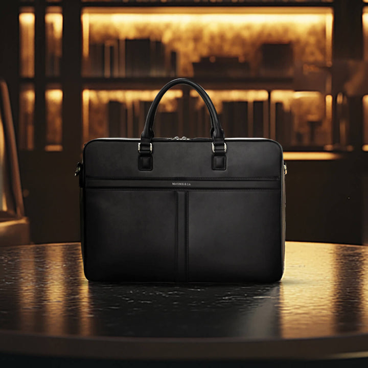 Maverick & Co. - Delta Leather Briefcase #color_black