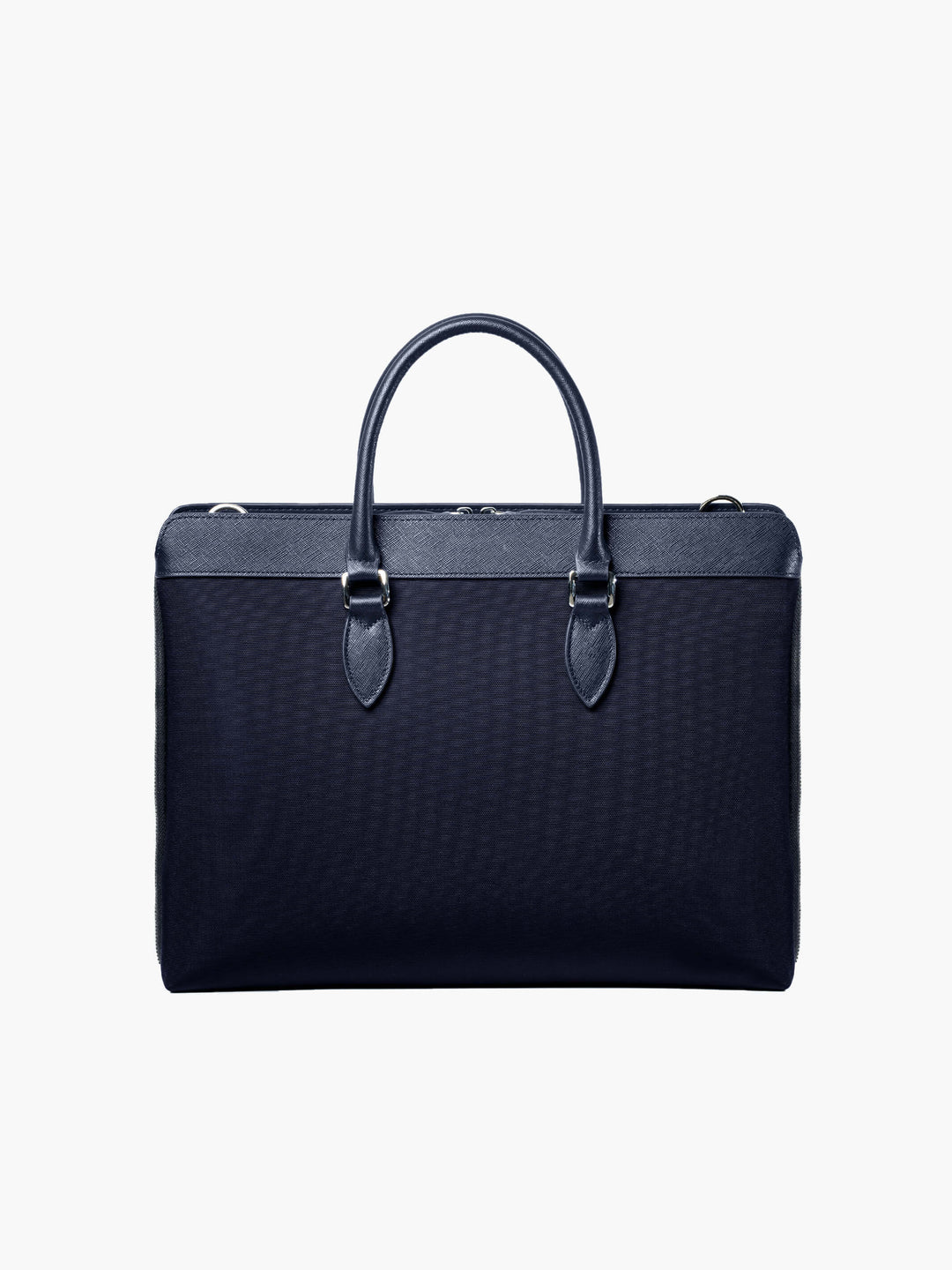 Maverick & Co. - Alpha Leather-Trimmed Briefcase#color_navy