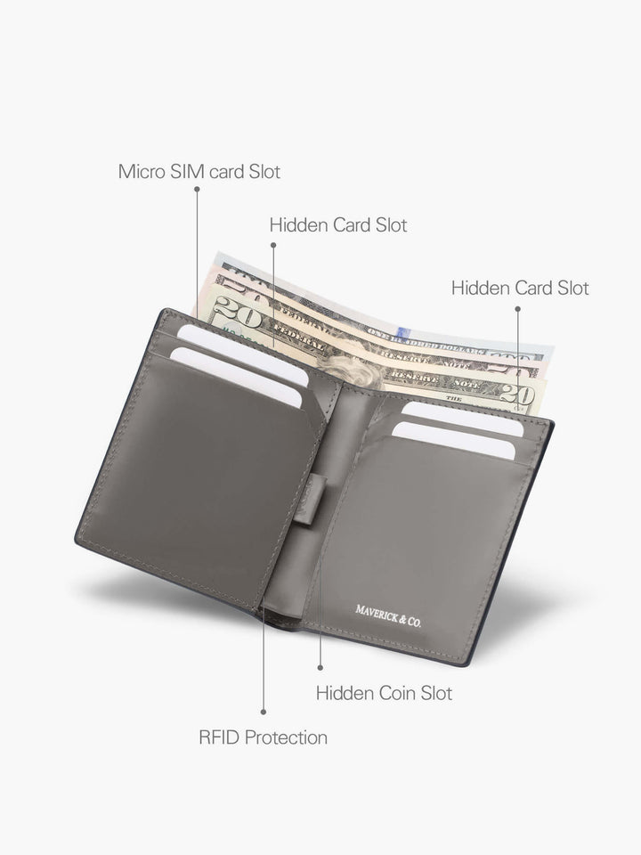 Maverick & Co. - Cosmopolitan Pocket Leather Wallet #color_black-grey