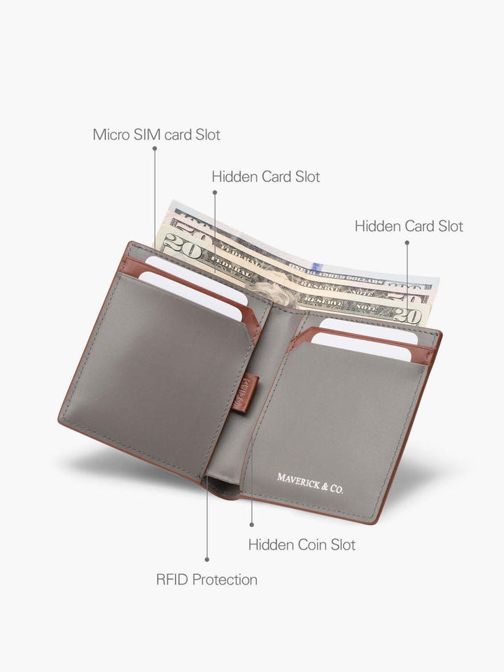 Maverick & Co. - Cosmopolitan Pocket Leather Wallet #color_brown-grey