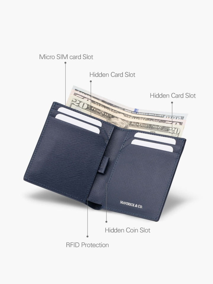Maverick & Co. - Cosmopolitan Pocket Leather Wallet #color_all-navy