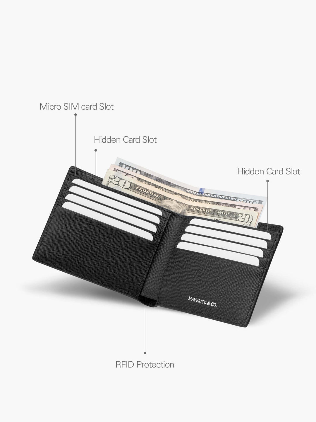 Maverick & Co. - Cosmopolitan Slim Leather Wallet #color_all-black
