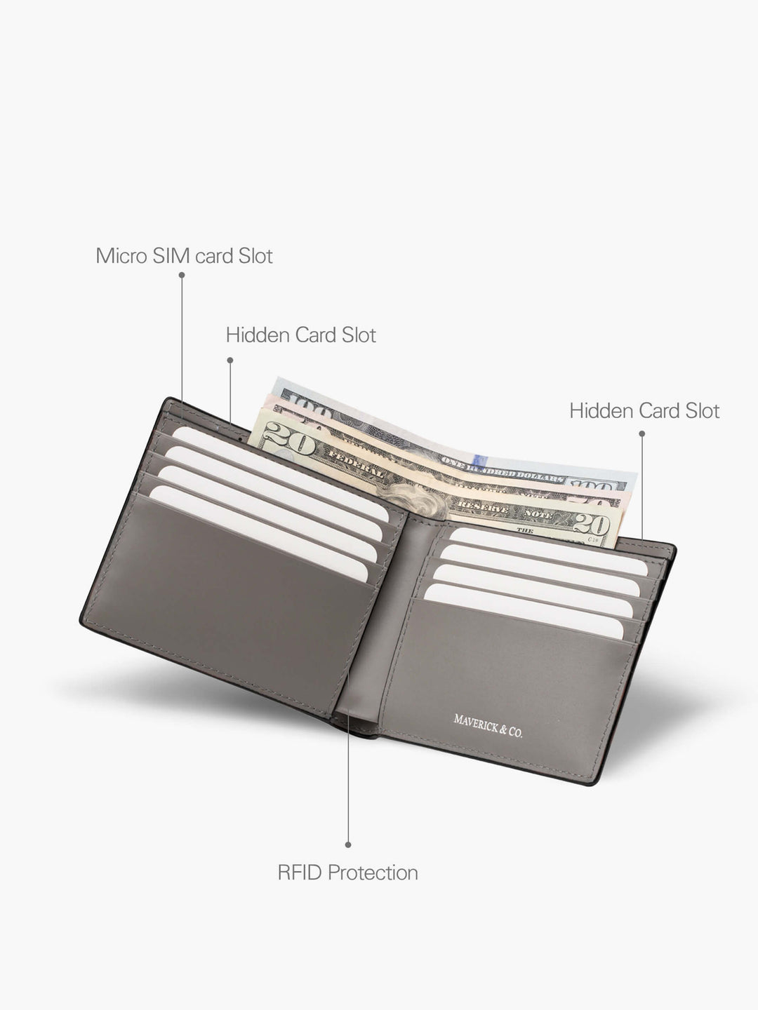 Maverick & Co. - Cosmopolitan Slim Leather Wallet #color_black-grey