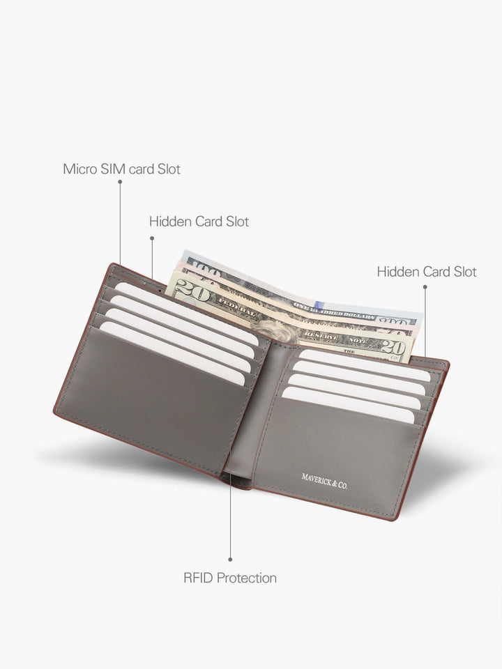 Maverick & Co. - Cosmopolitan Slim Leather Wallet #color_brown-grey