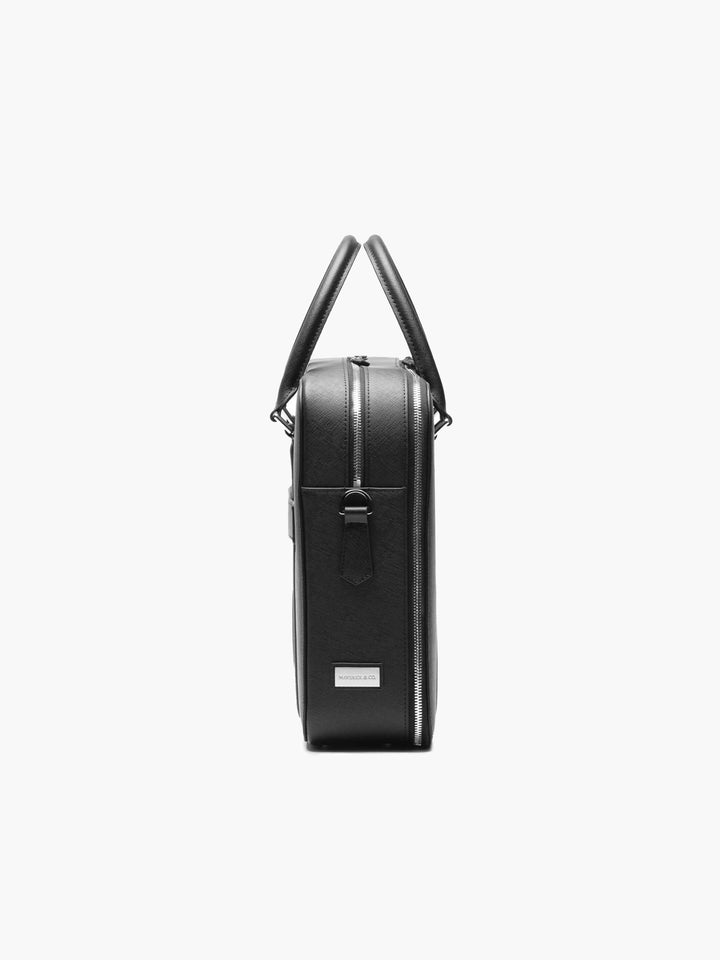 Maverick & Co. - Manhattan Double-Zip Leather Briefcase #color_black-racing-red