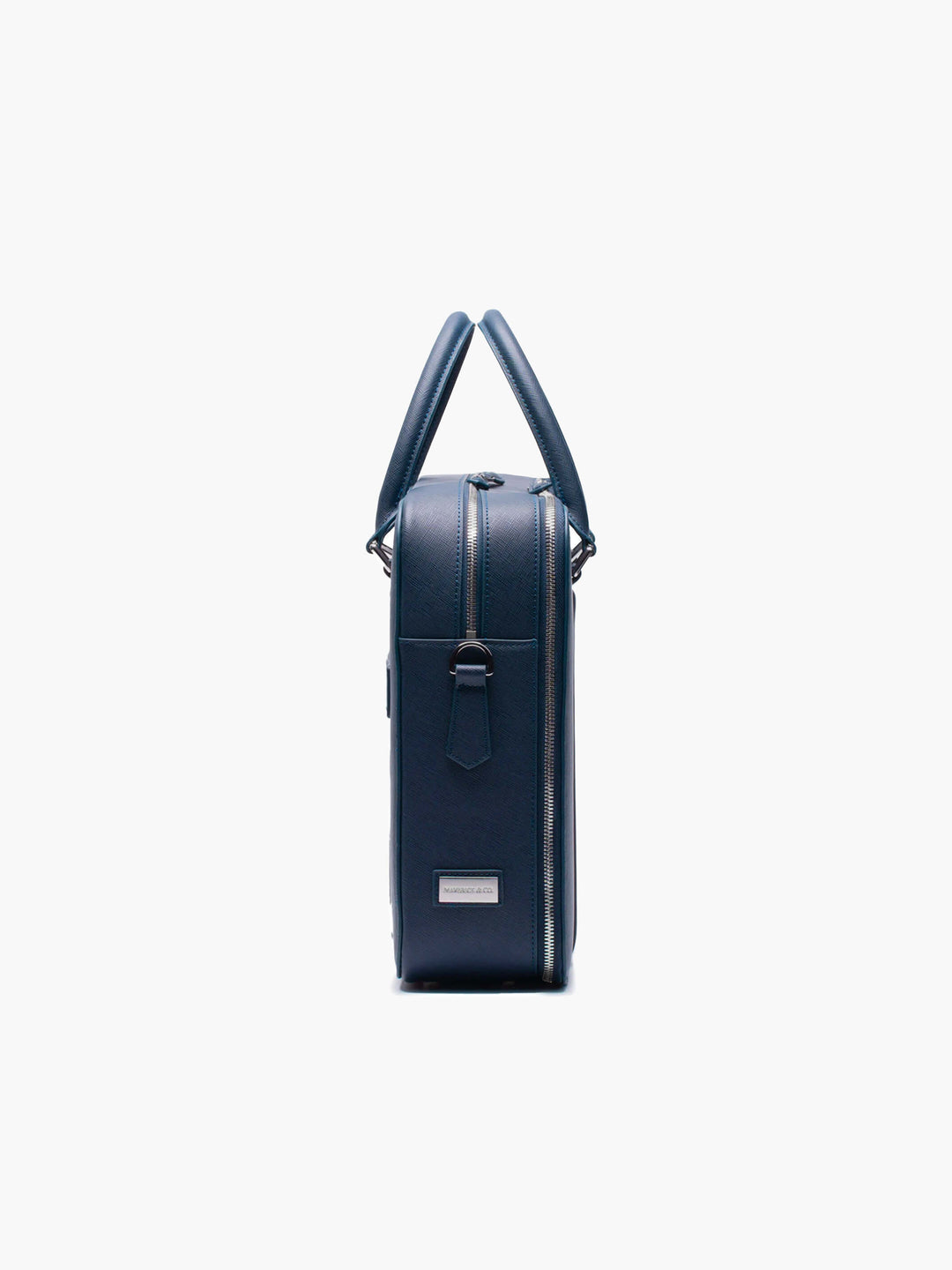 Maverick & Co. - Manhattan Double-Zip Leather Briefcase #color_navy-tiger-orange