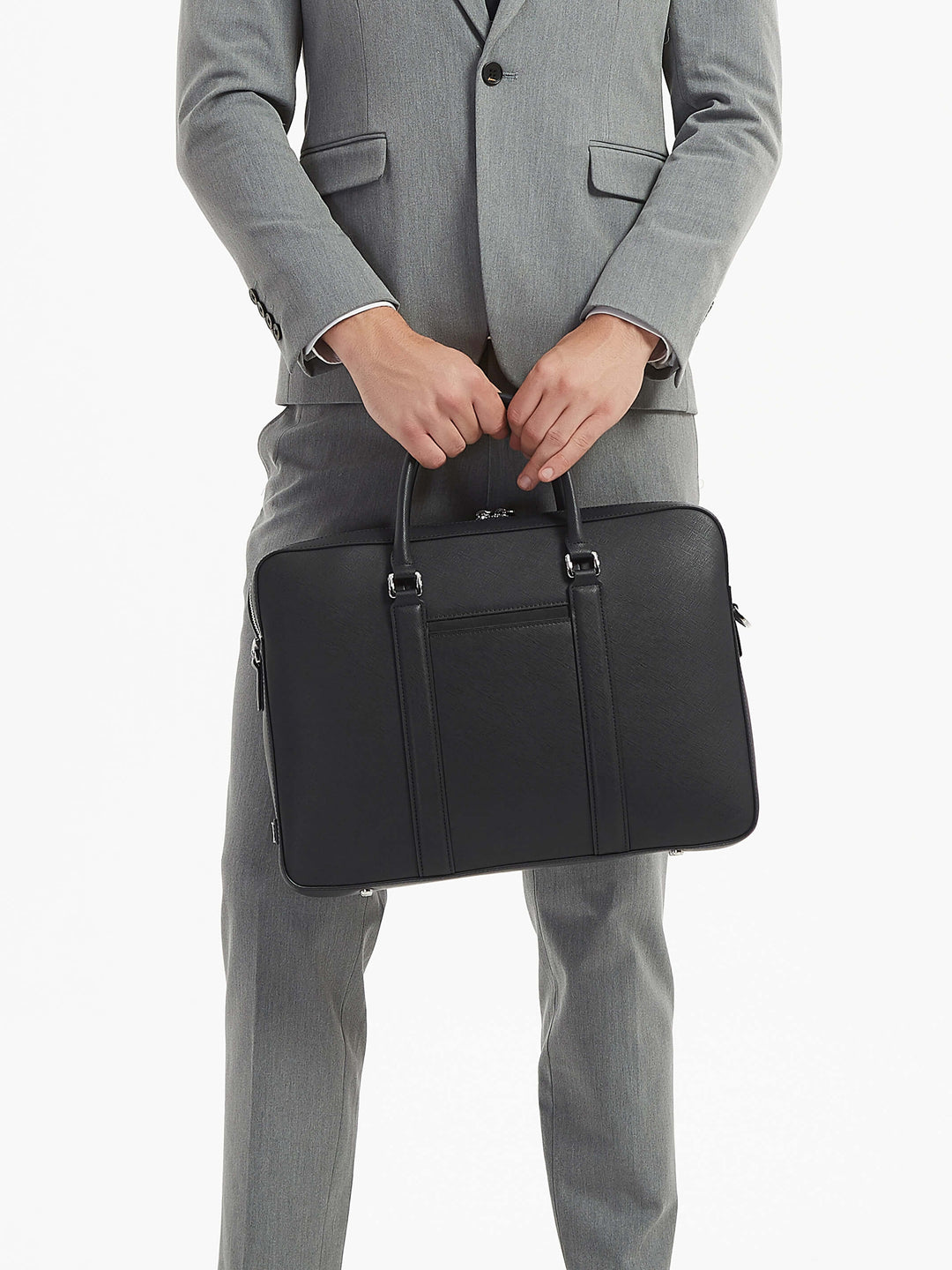 Maverick & Co. - Manhattan Monochrome Leather Briefcase #color_black