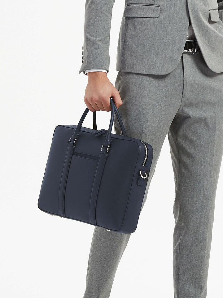 Maverick & Co. - Manhattan Monochrome Leather Briefcase #color_navy