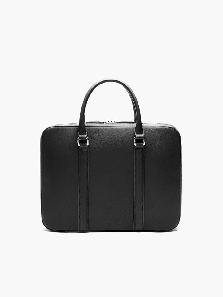 Maverick & Co. - Manhattan Slim Leather Briefcase#color_black