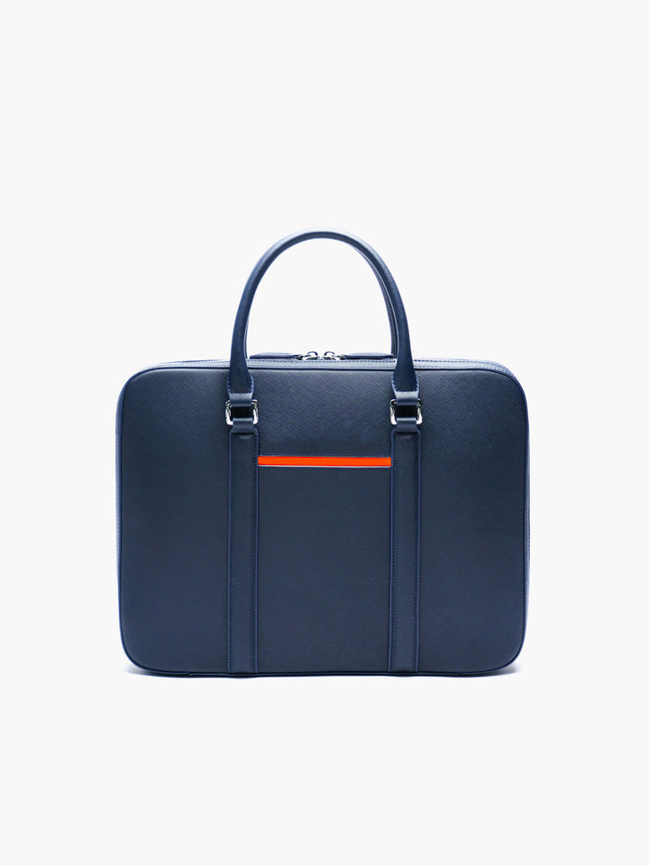 Maverick & Co. - Manhattan Slim Leather Briefcase#color_navy