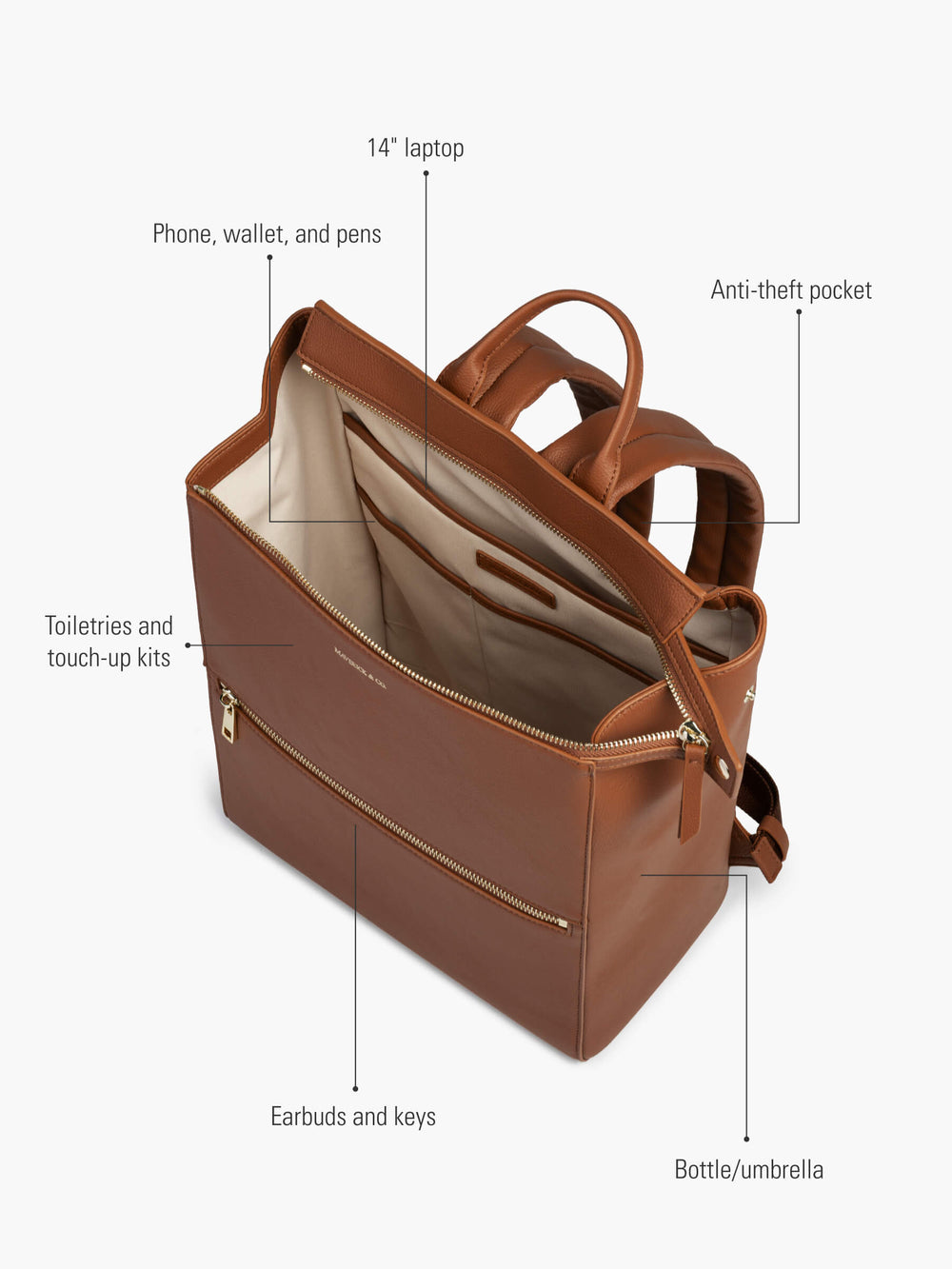 Maverick & Co. - Sonnet Leather Backpack #color_cognac