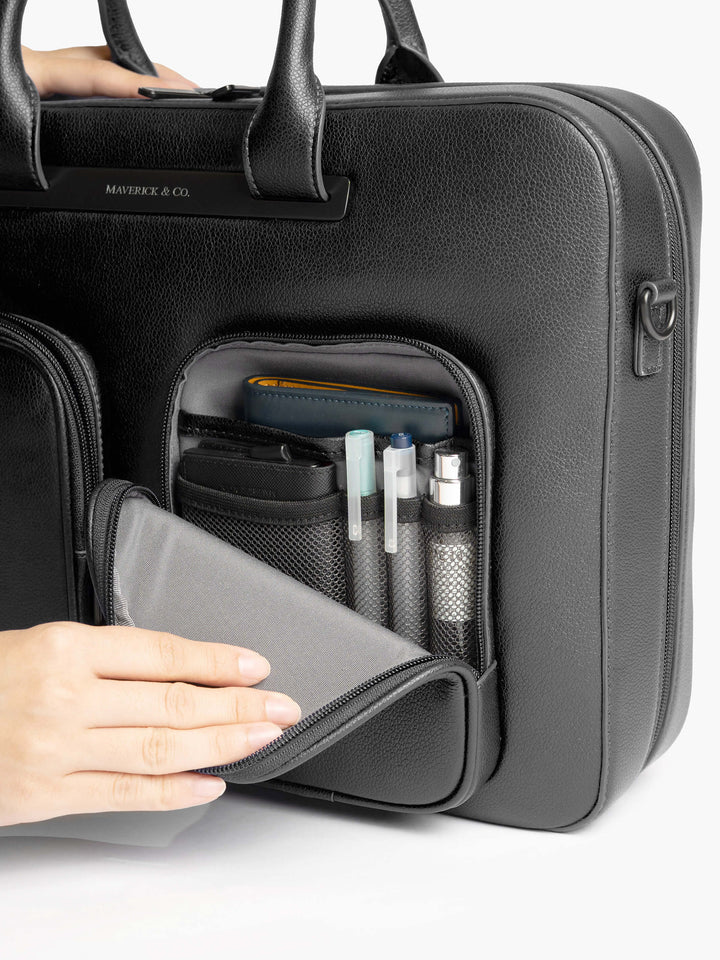 Maverick & Co. - Axis Leather Briefcase #color_black