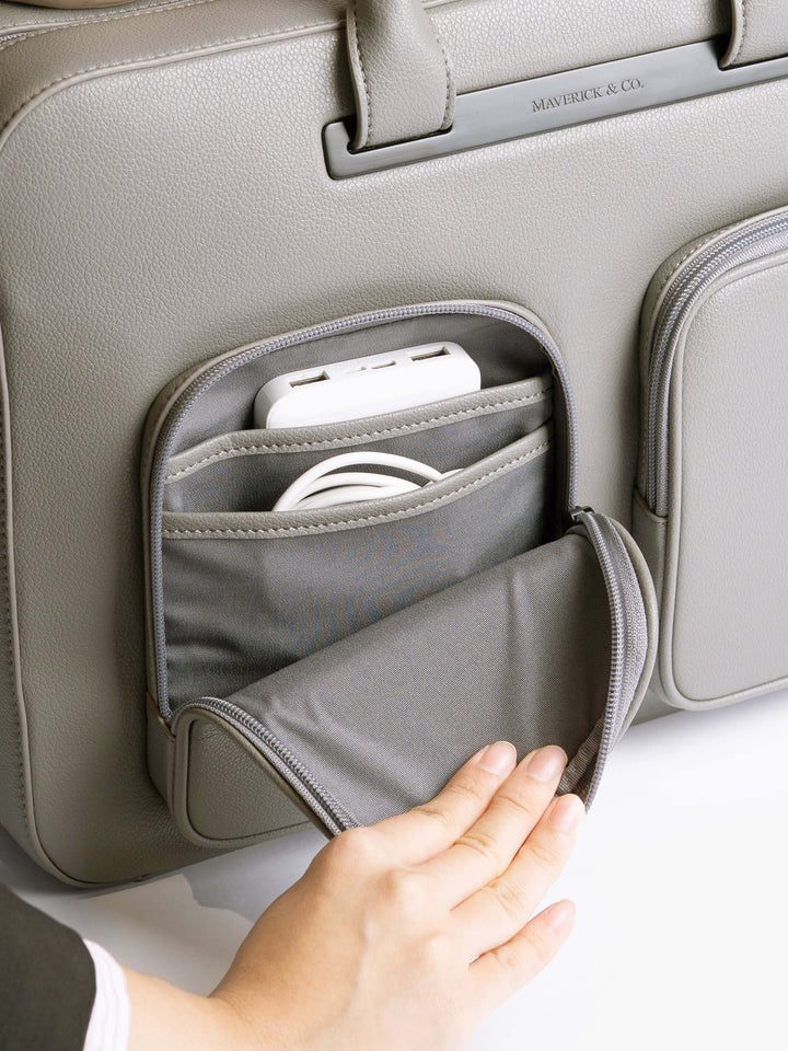 Maverick & Co. - Axis Leather Briefcase #color_grey