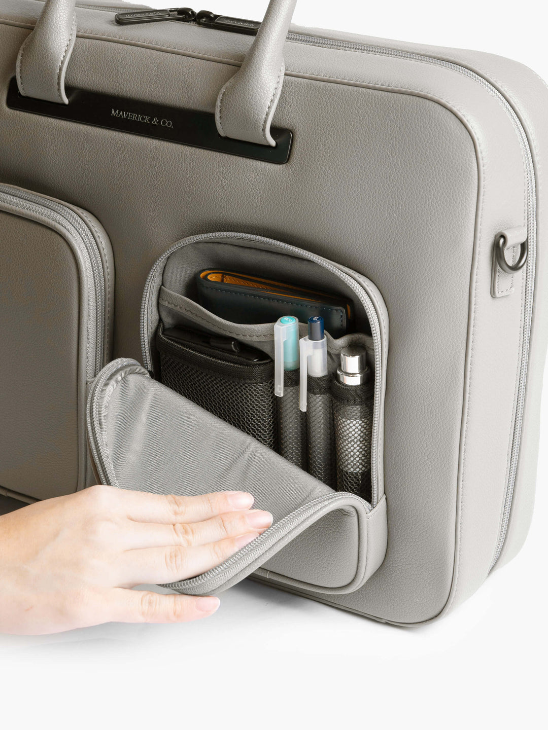 Maverick & Co. - Axis Leather Briefcase #color_grey