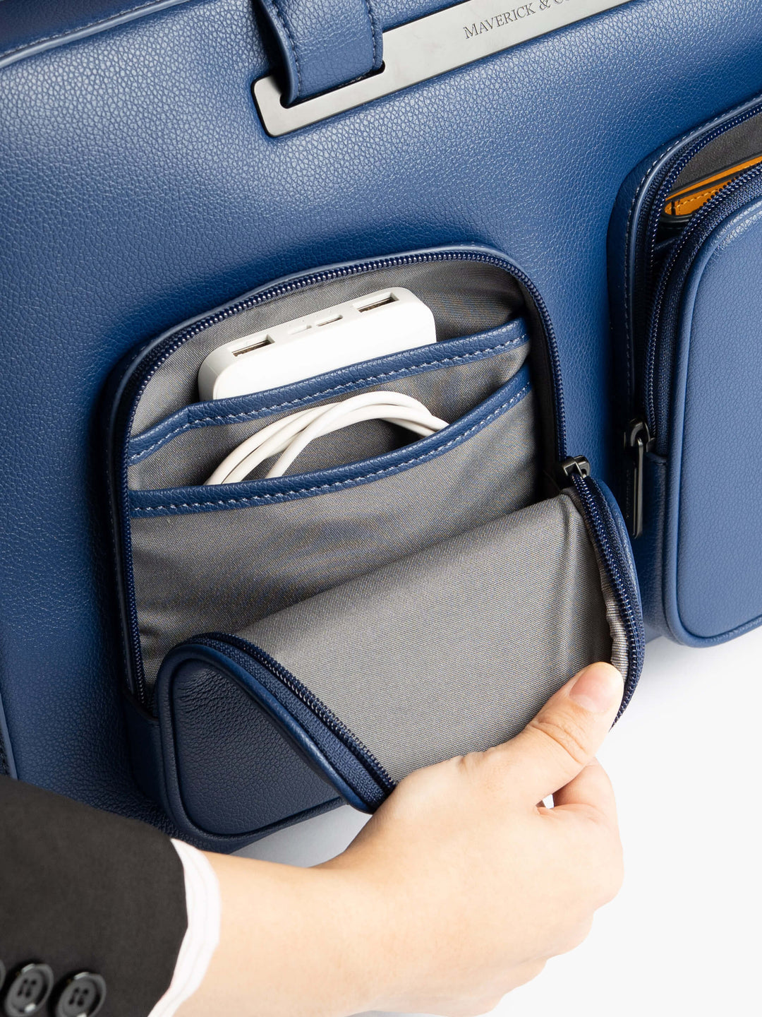 Maverick & Co. - Axis Leather Briefcase #color_navy