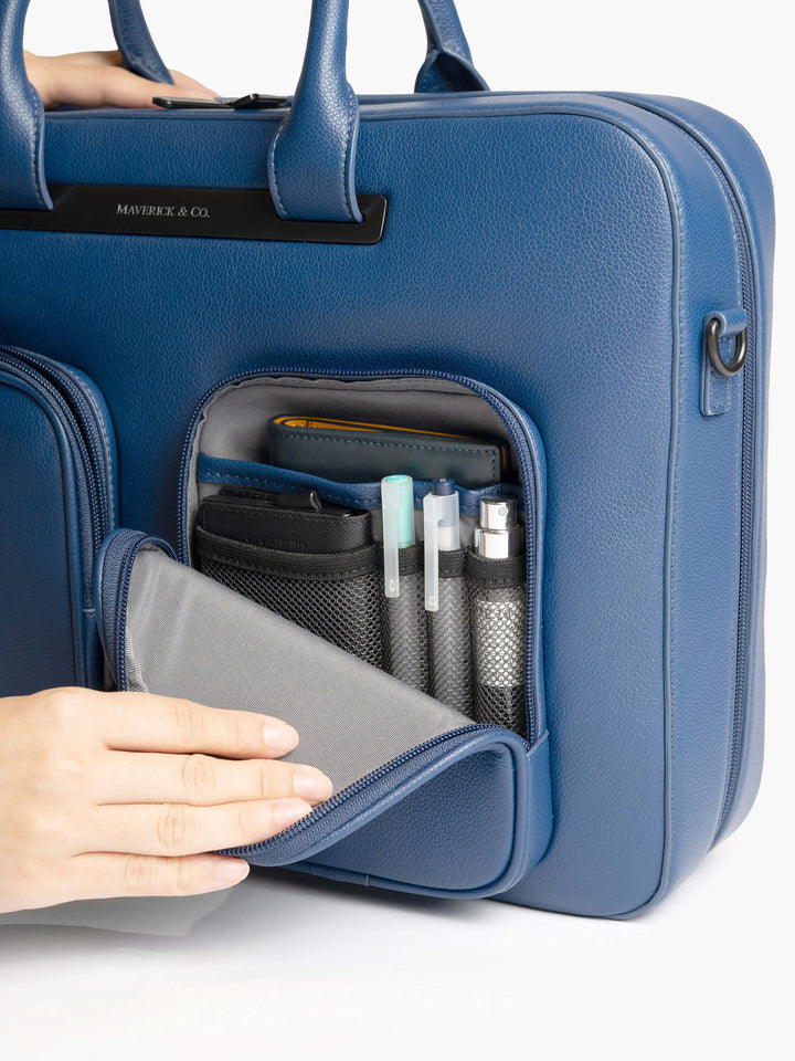 Maverick & Co. - Axis Leather Briefcase #color_navy