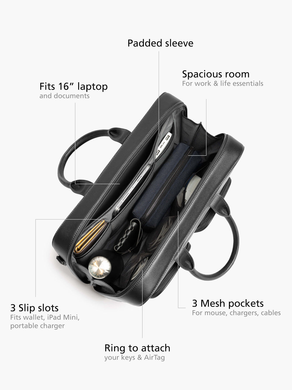 Maverick & Co. - Axis Leather Briefcase #color_black