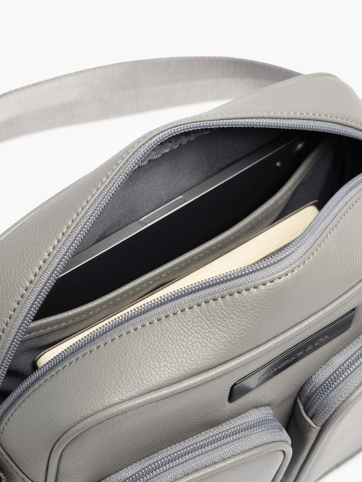 Maverick & Co. - Axis Leather Messenger  #color_grey
