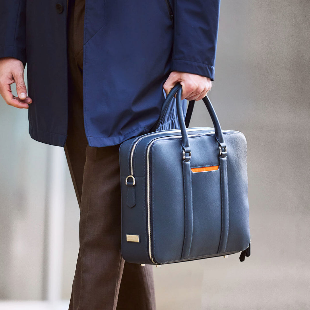 Manhattan Double-Zip Leather Briefcase