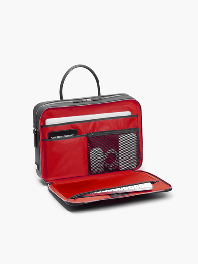 Maverick & Co. - Manhattan Double-Zip Leather Briefcase #color_black-racing-red