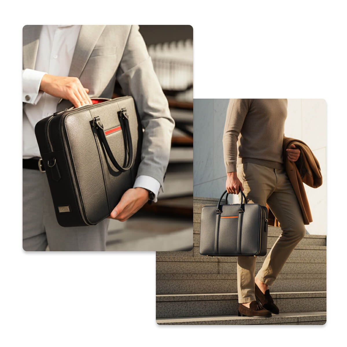 Maverick & Co. - Manhattan Double-Zip Leather Briefcase
