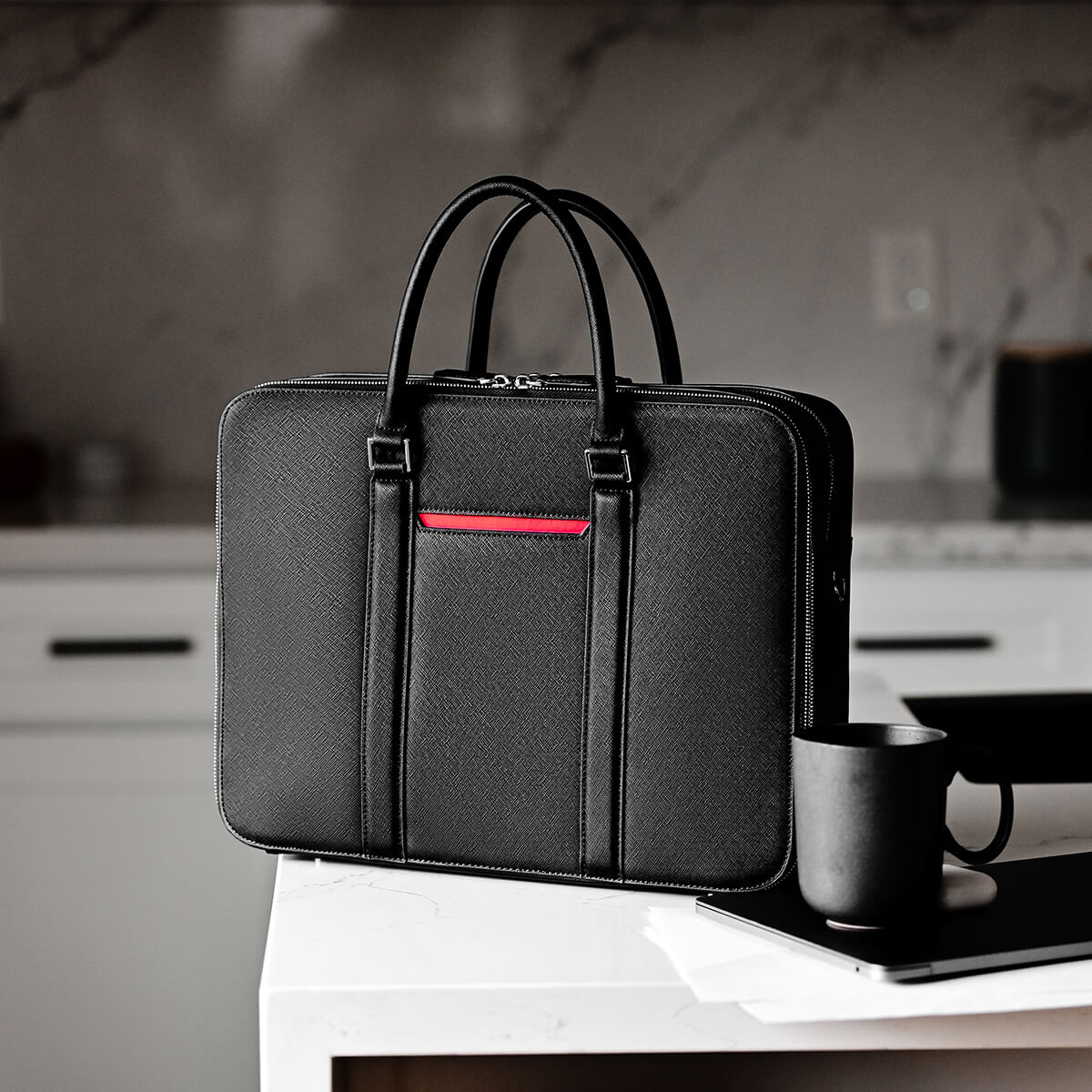Maverick & Co. - Manhattan Double-Zip Leather Briefcase
