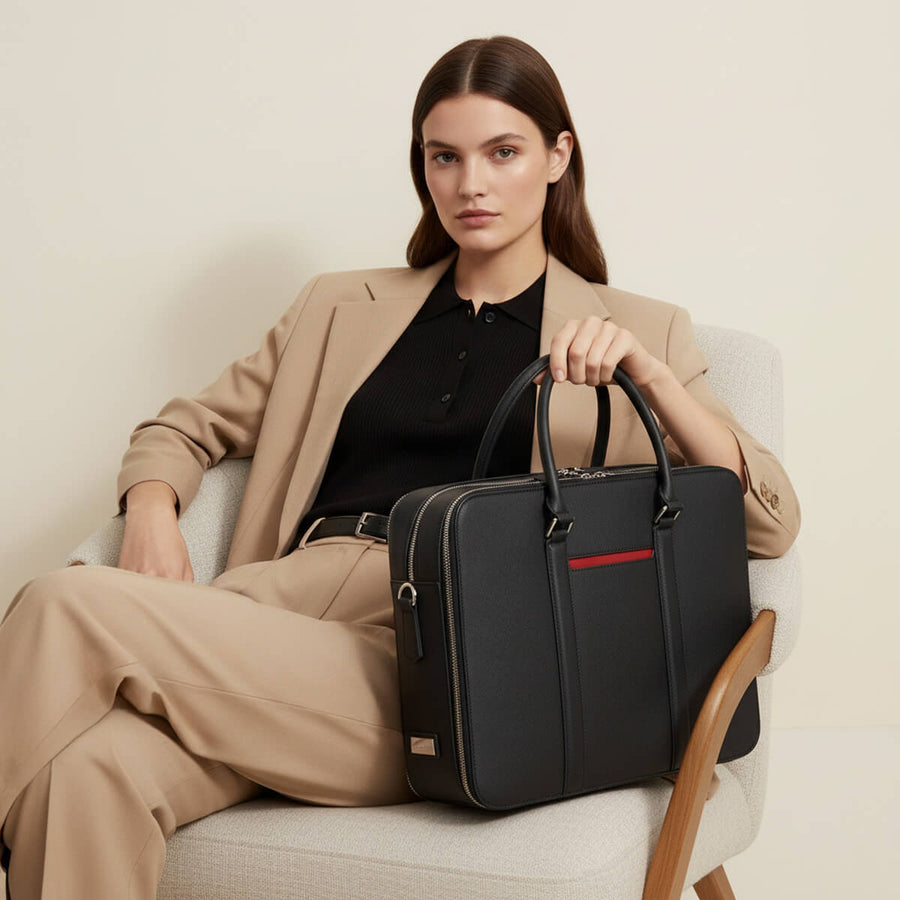 Maverick & Co. - Manhattan Double-Zip Leather Briefcase
