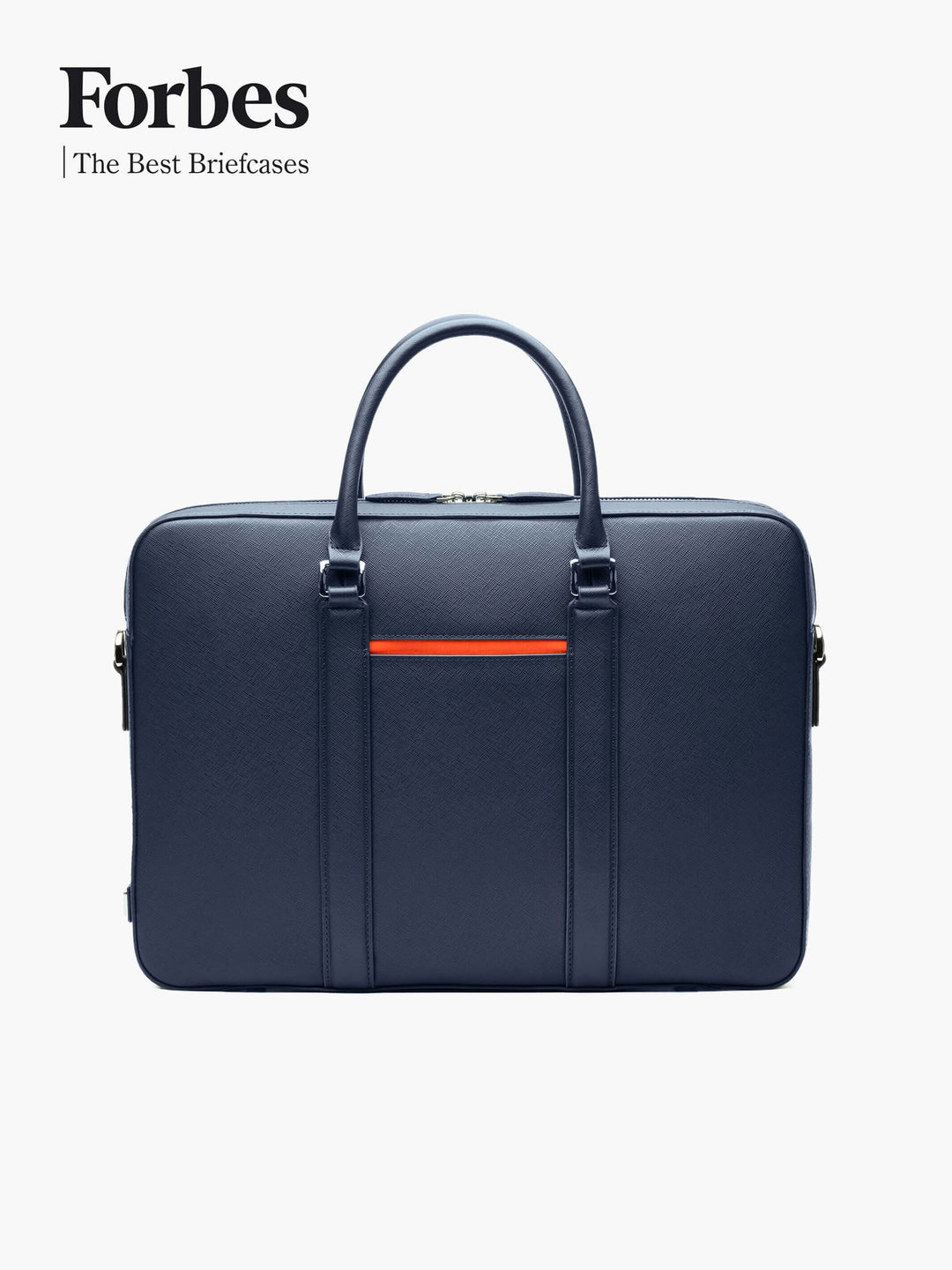 Maverick & Co. - Manhattan Leather Briefcase #color_navy-tiger-orange