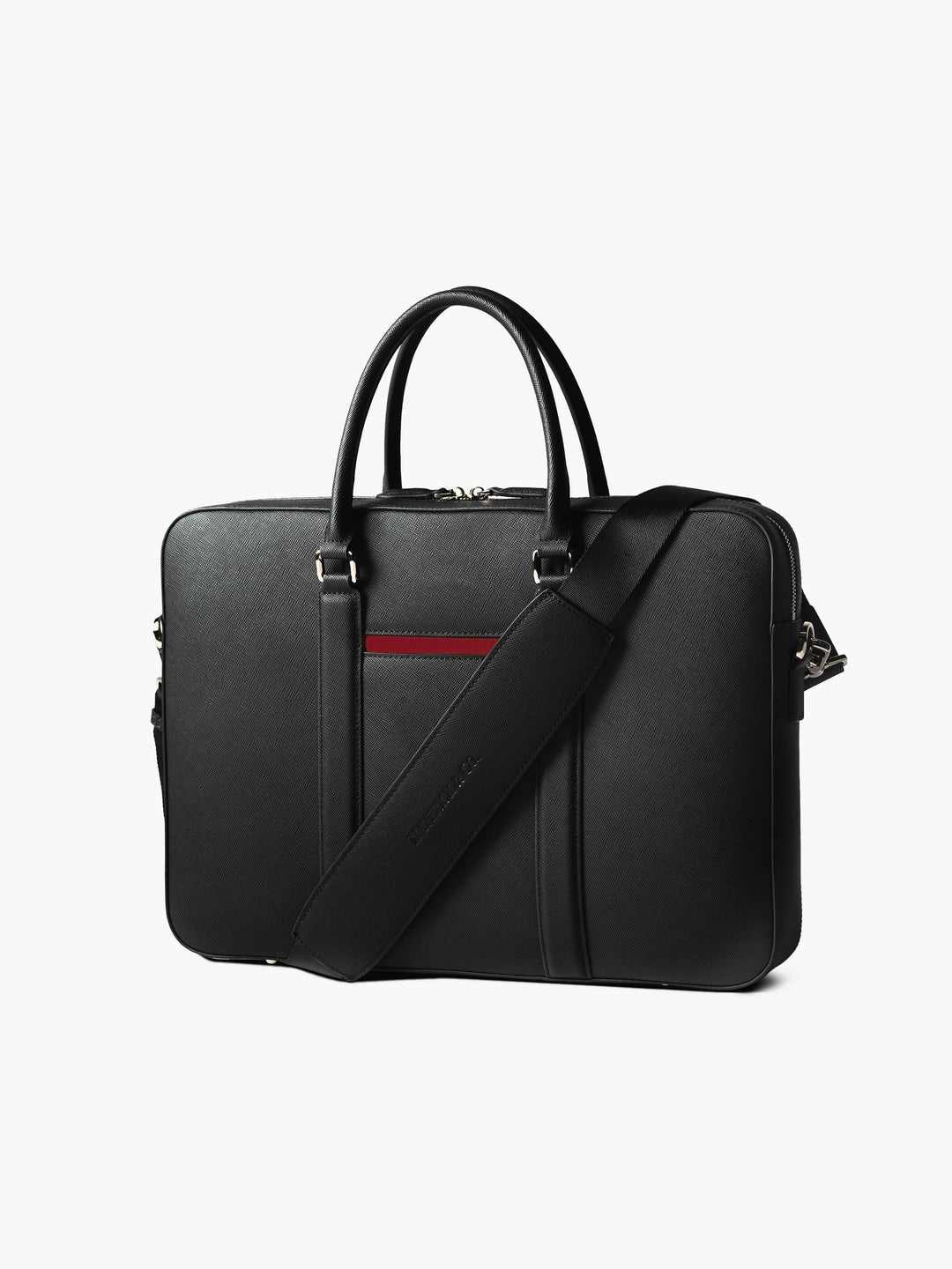 Maverick & Co. - Manhattan Leather Briefcase #color_black-racing-red