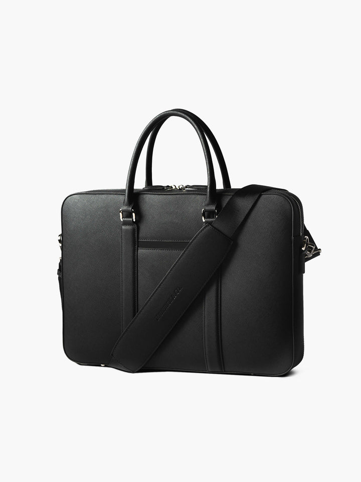 Maverick & Co. - Manhattan Monochrome Leather Briefcase #color_black