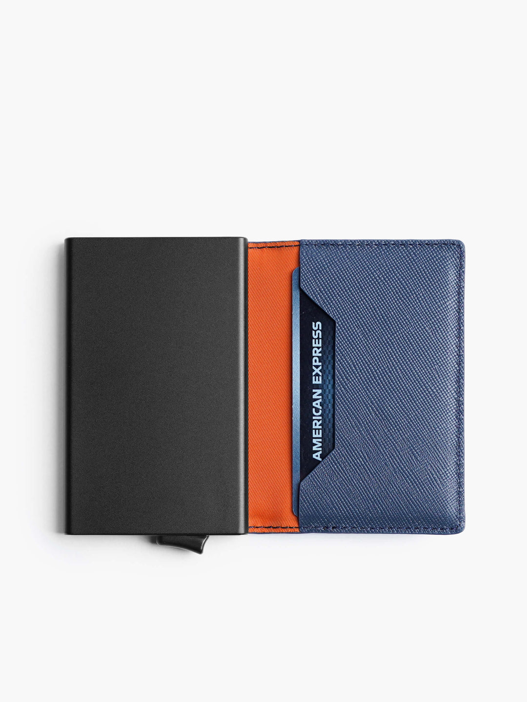 Maverick & Co. - Manhattan Leather Pop Up Wallet #color_navy-tiger-orange