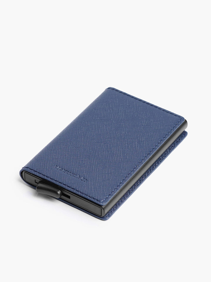 Maverick & Co. - Manhattan Leather Pop Up Wallet #color_navy-tiger-orange
