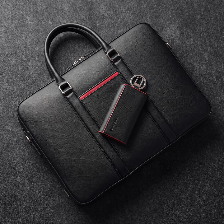 Maverick & Co. - Manhattan Leather Key Case - resting on the Manhattan Leather Briefcase