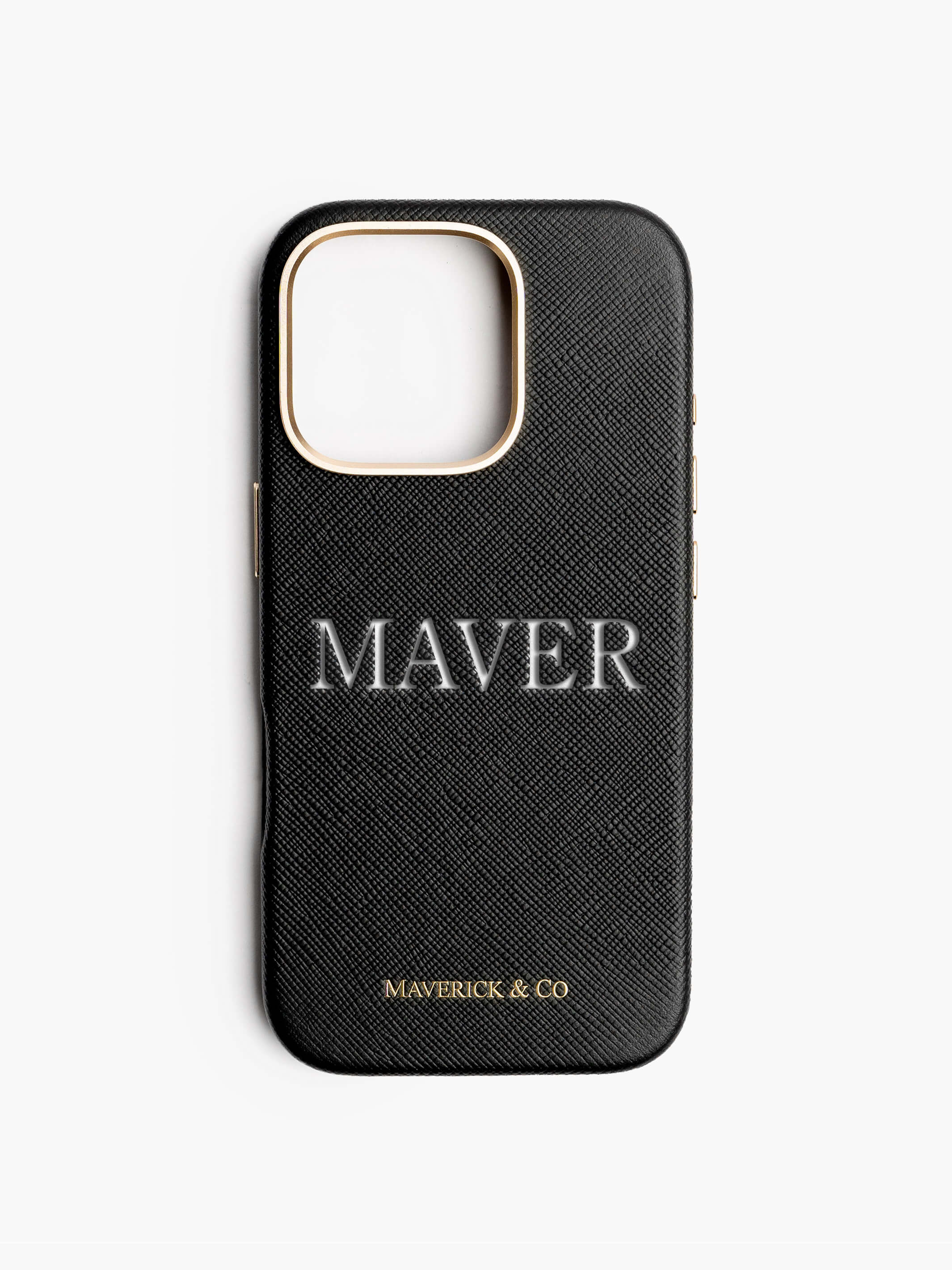 iPhoneアクセサリー iPhone Case - Saffiano Leather logo Saffiano Leather Case for iPhone 15 Pro and 15 Pro Max by