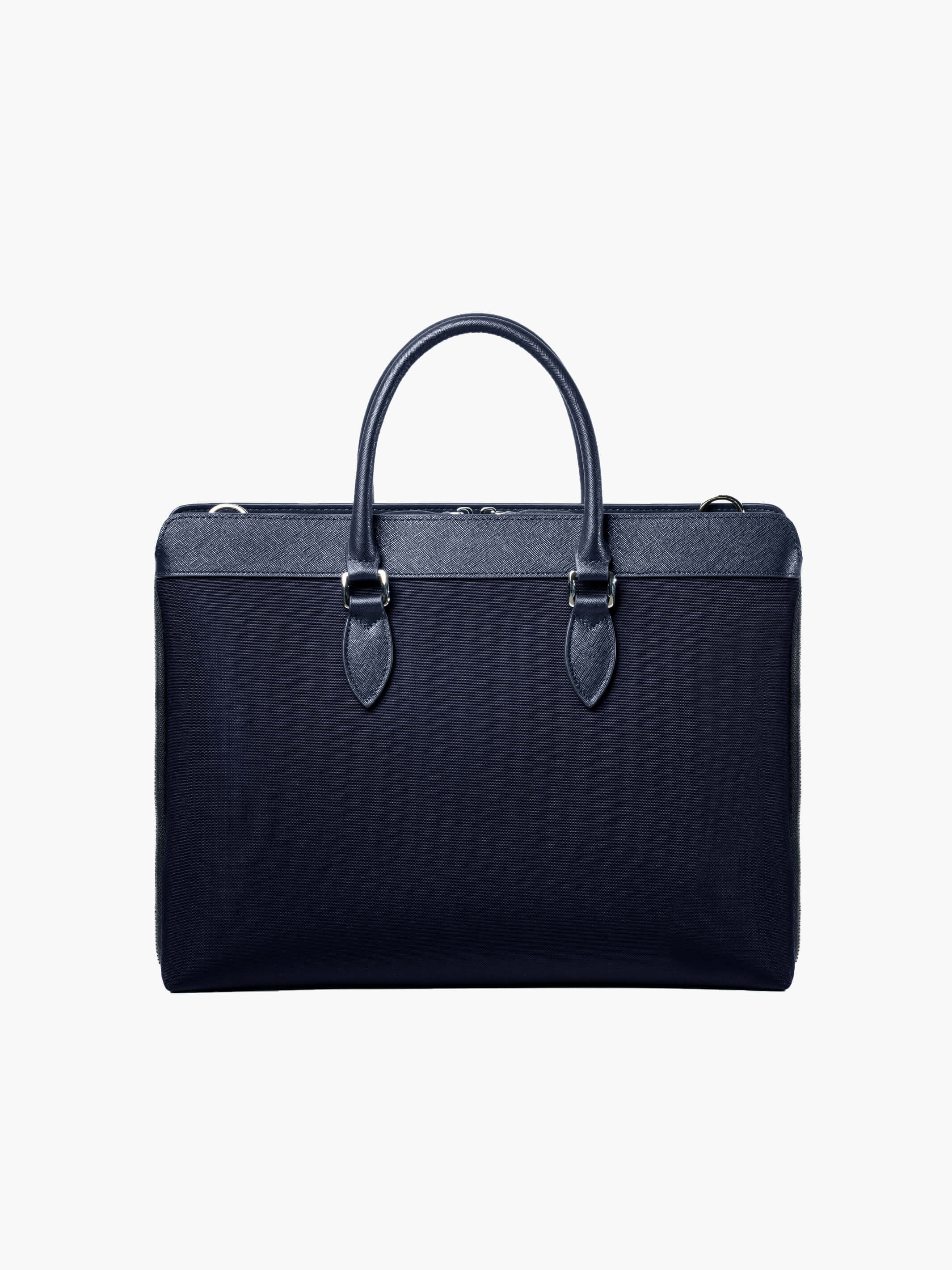 Maverick & Co. - Alpha Leather-Trimmed Briefcase#color_navy