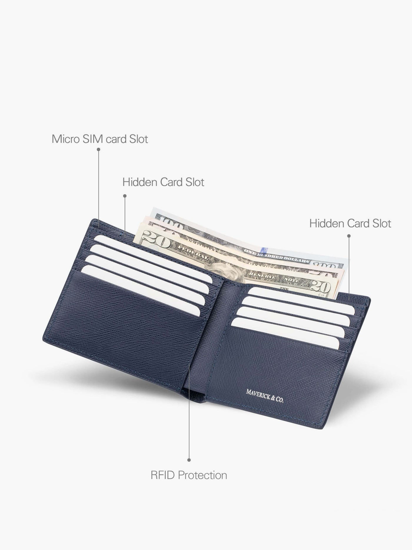 Maverick & Co. - Cosmopolitan Slim Leather Wallet #color_all-navy