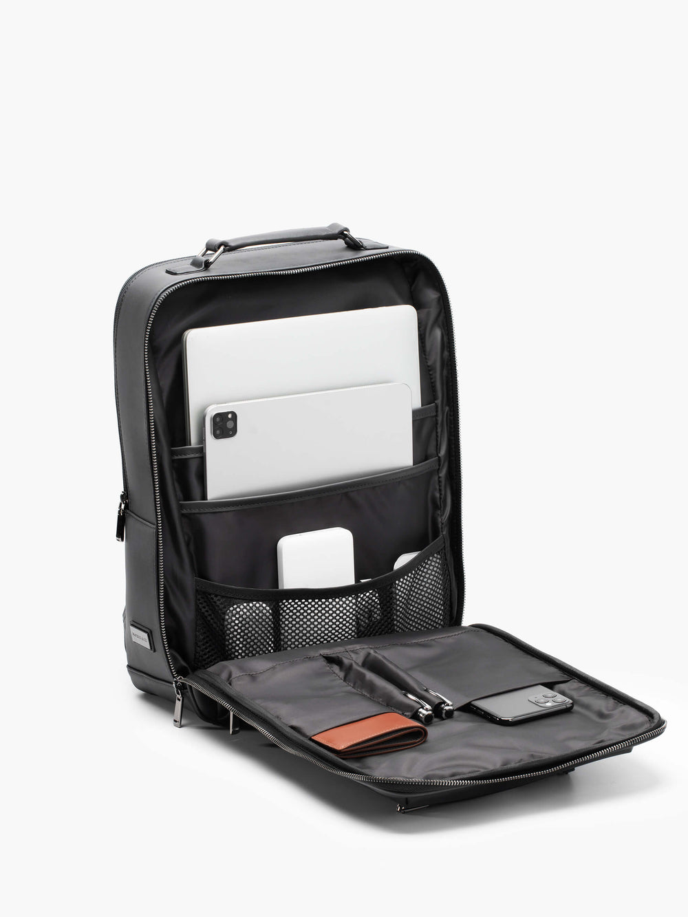 Maverick & Co. - Explorer Light Backpack Plus Interior view of Explorer Light Backpack Plus showing full clamshell opening and 16-inch laptop capacity.
#color_black