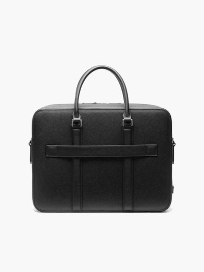Maverick & Co. - Manhattan Double-Zip Leather Briefcase #color_black-racing-red