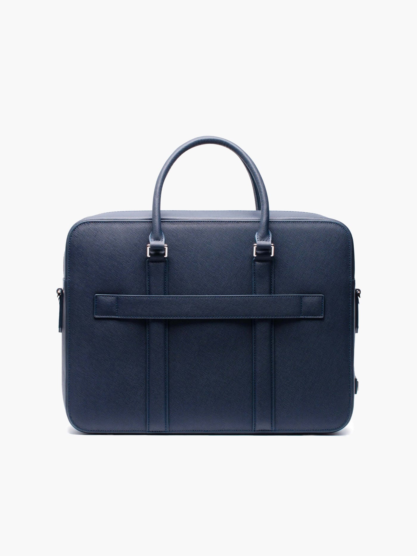 Maverick & Co. - Manhattan Double-Zip Leather Briefcase #color_navy-tiger-orange
