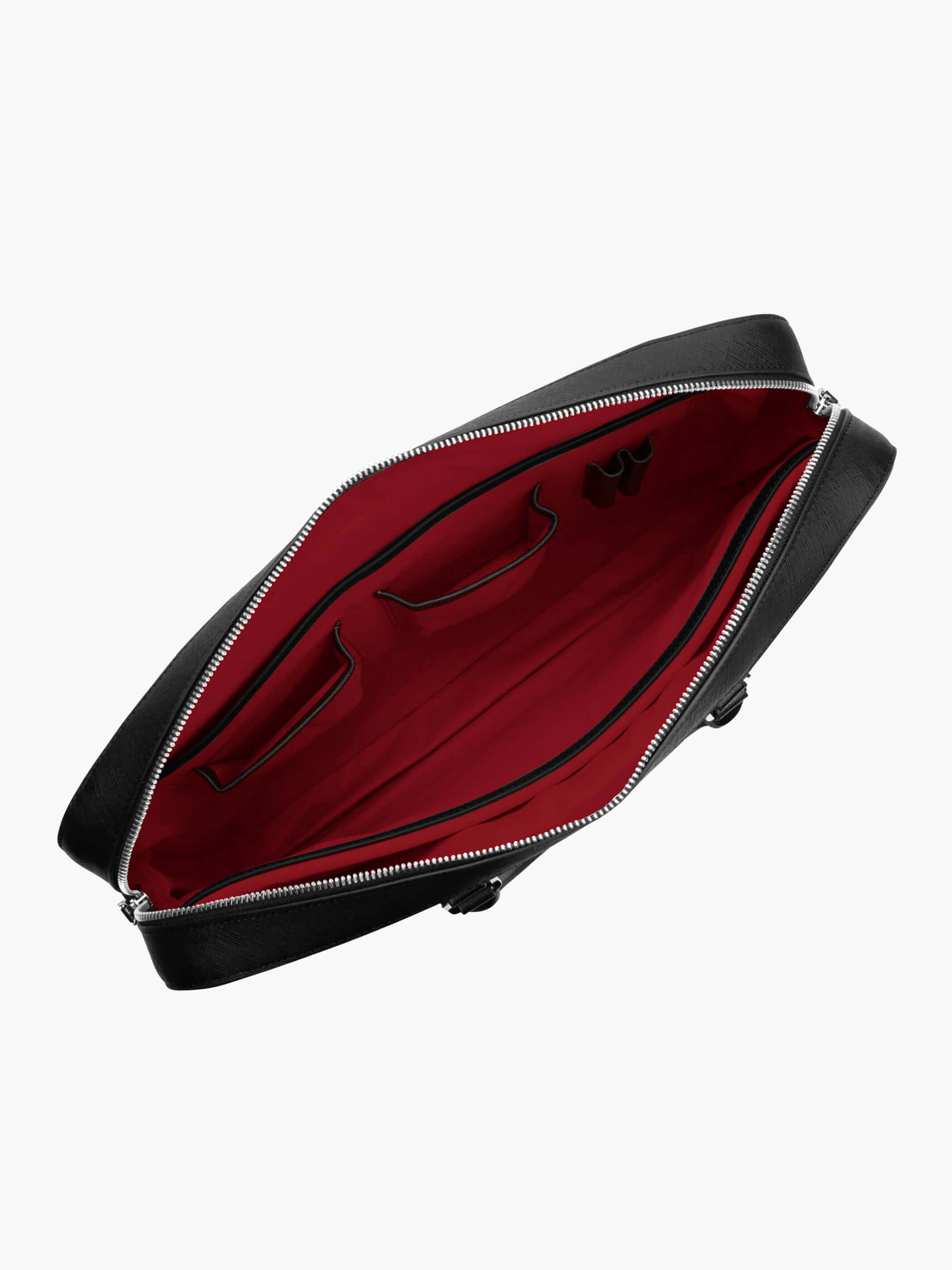 Maverick & Co. - Manhattan Leather Briefcase #color_black-racing-red