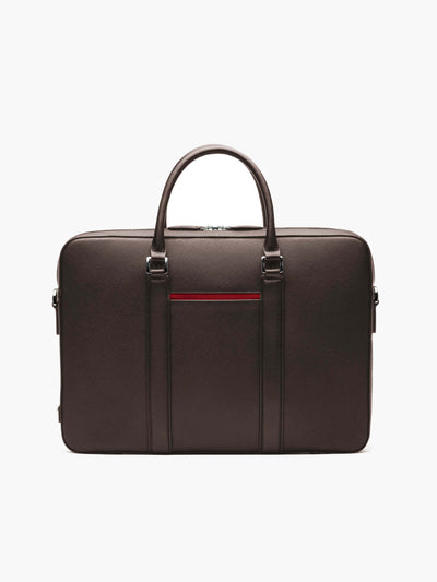 Maverick & Co. - Manhattan Leather Briefcase #color_brown-racing-red