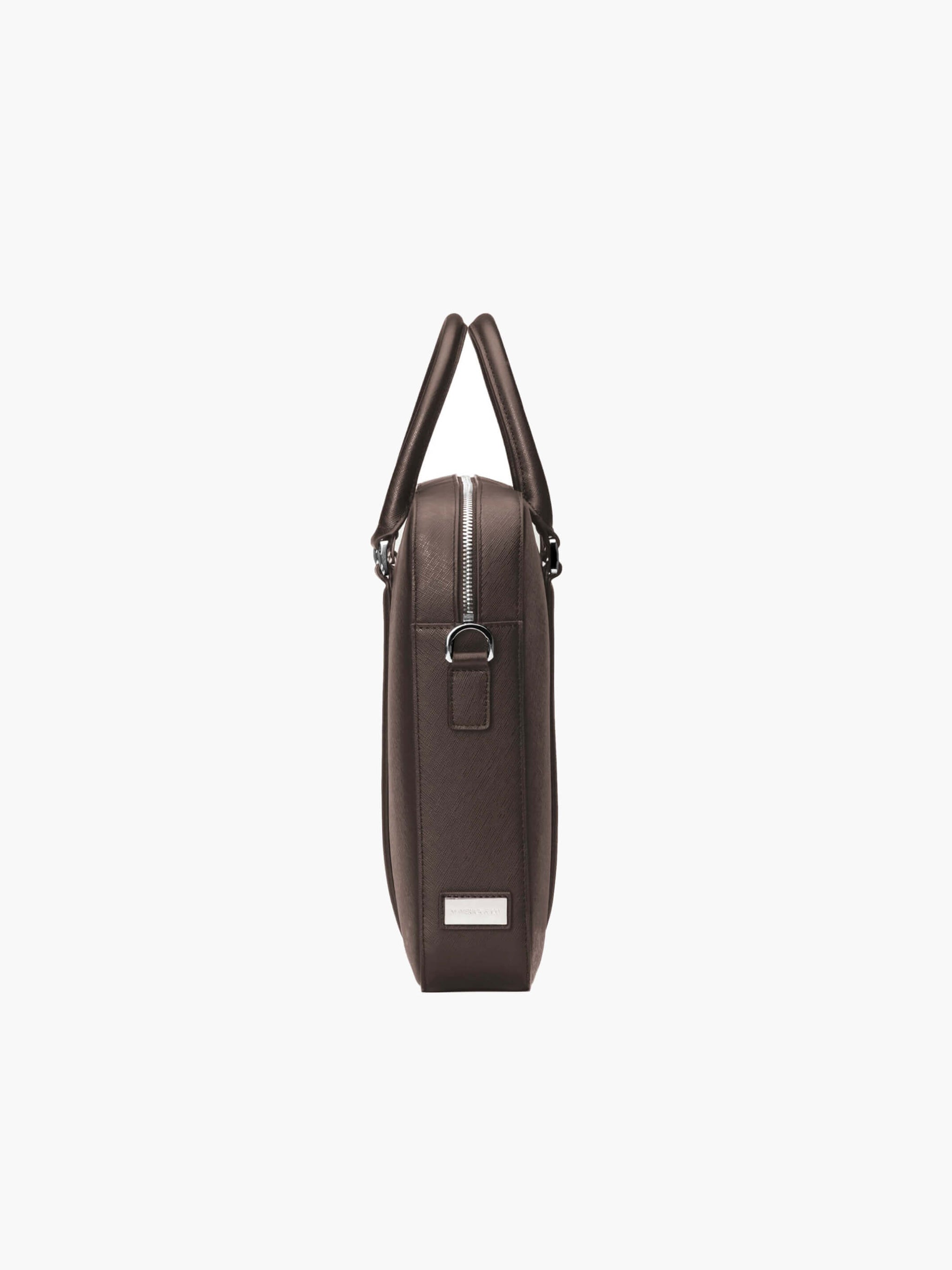 Maverick & Co. - Manhattan Leather Briefcase #color_brown-racing-red