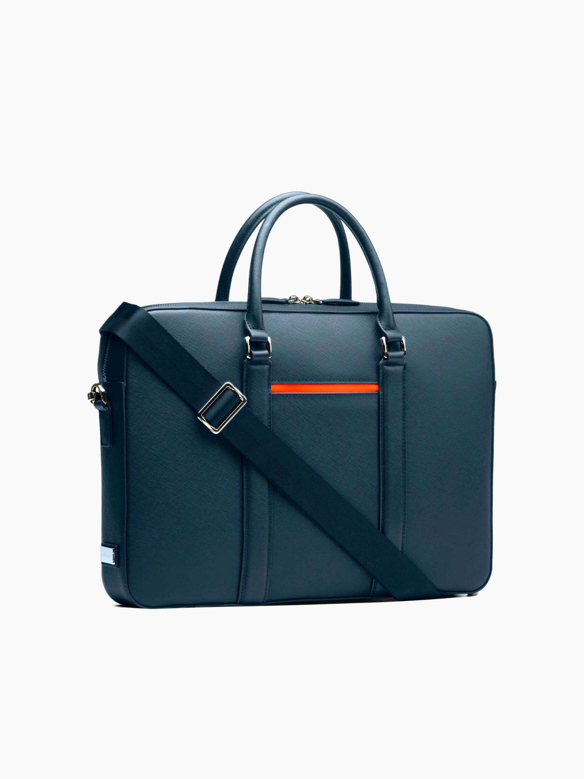 Maverick & Co. - Manhattan Leather Briefcase #color_dark-teal-tiger-orange