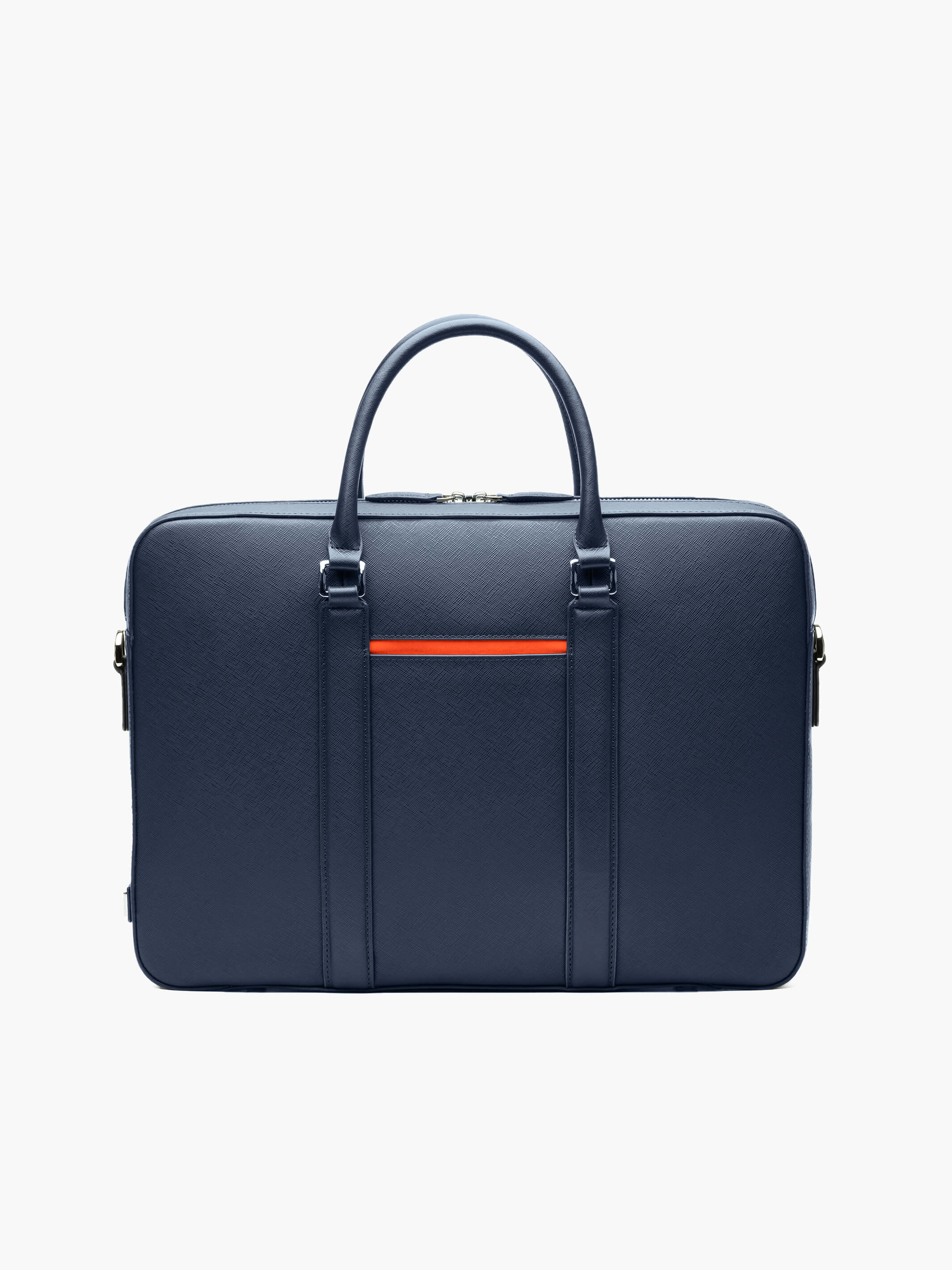 Maverick & Co. - Manhattan Leather Briefcase #color_navy-tiger-orange
