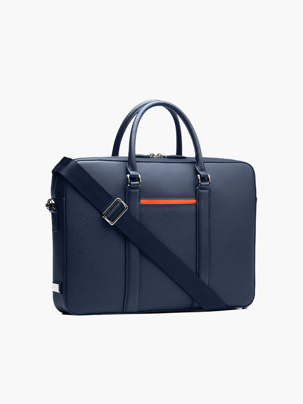 Maverick & Co. - Manhattan Leather Briefcase #color_navy-tiger-orange