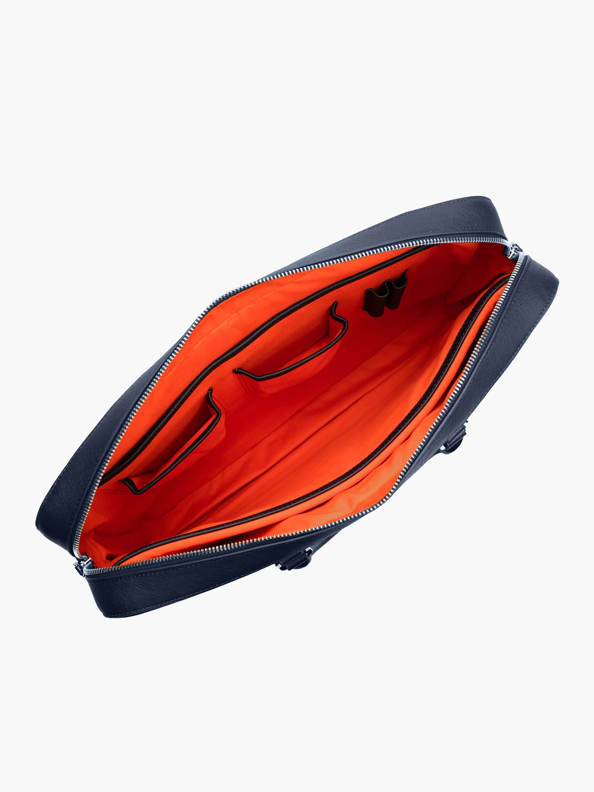 Maverick & Co. - Manhattan Leather Briefcase #color_navy-tiger-orange