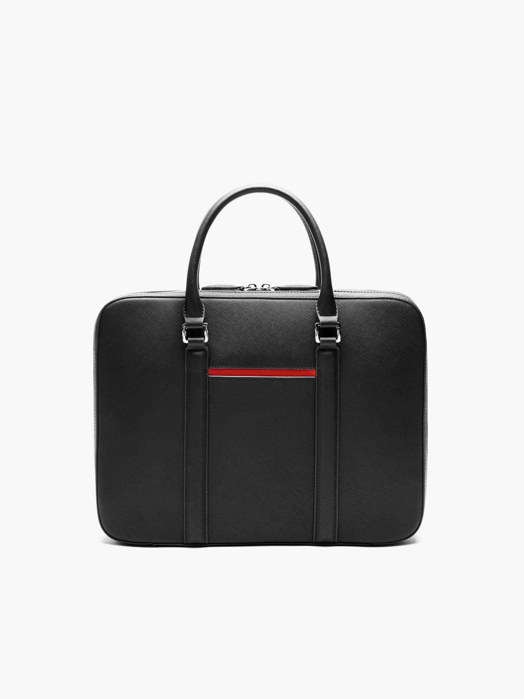 Slim black leather briefcase online