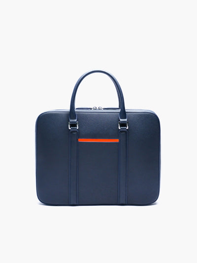Maverick & Co. - Manhattan Slim Leather Briefcase#color_navy