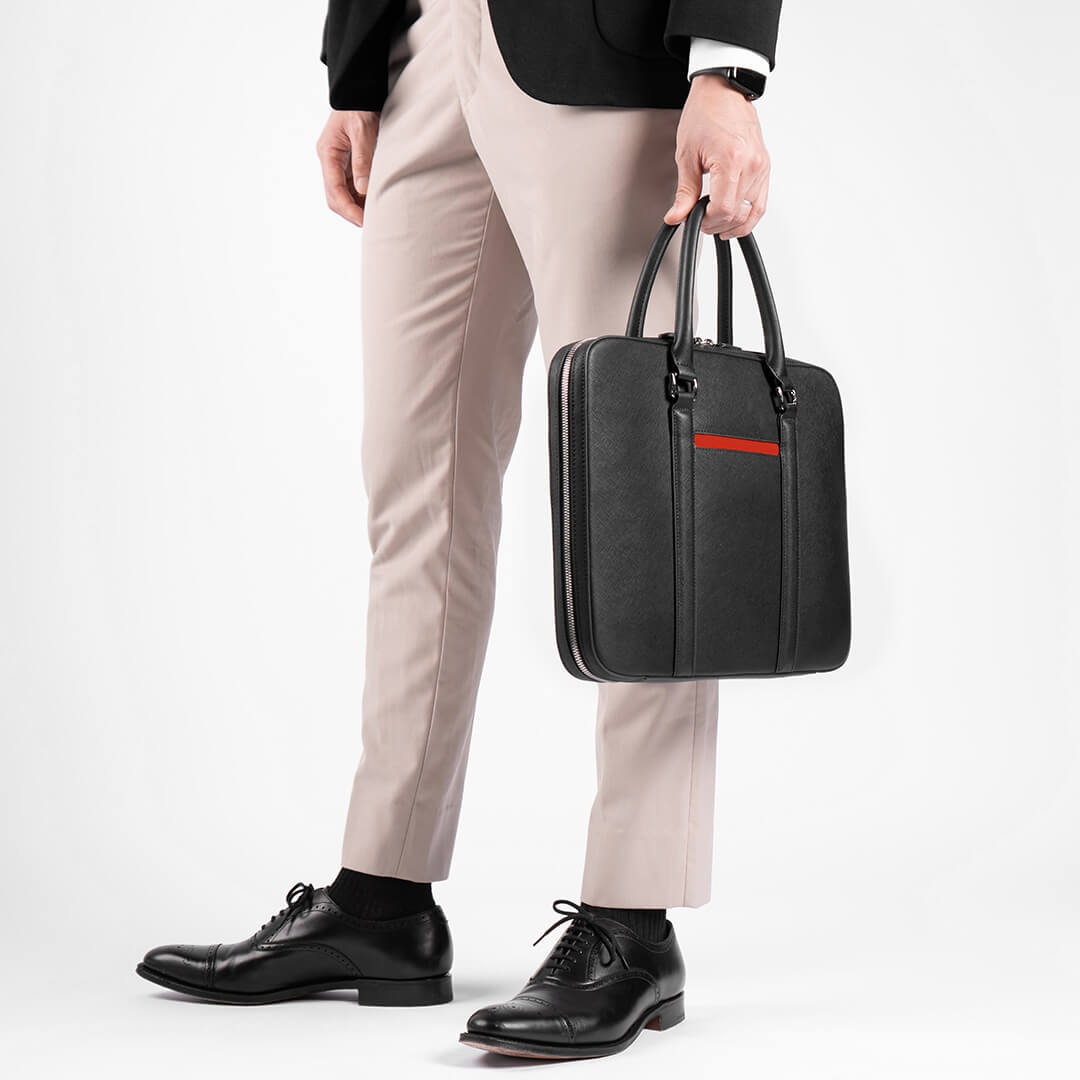 Thin leather briefcase sale